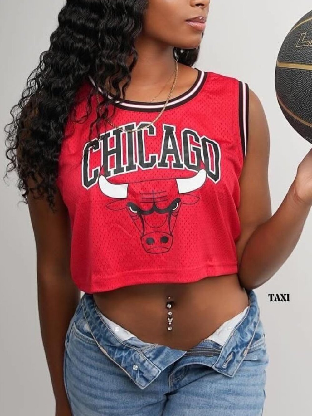 NBA Chicago Bulls Red Mesh Cropped Tank Top Size Small NWT